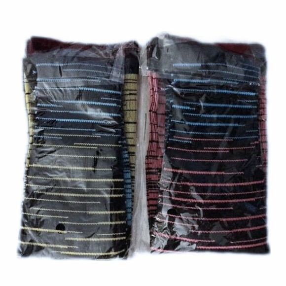Set of 2 Full Length Knee High Striped Compression Socks New Package YELLOW RED - Picture 2 of 5